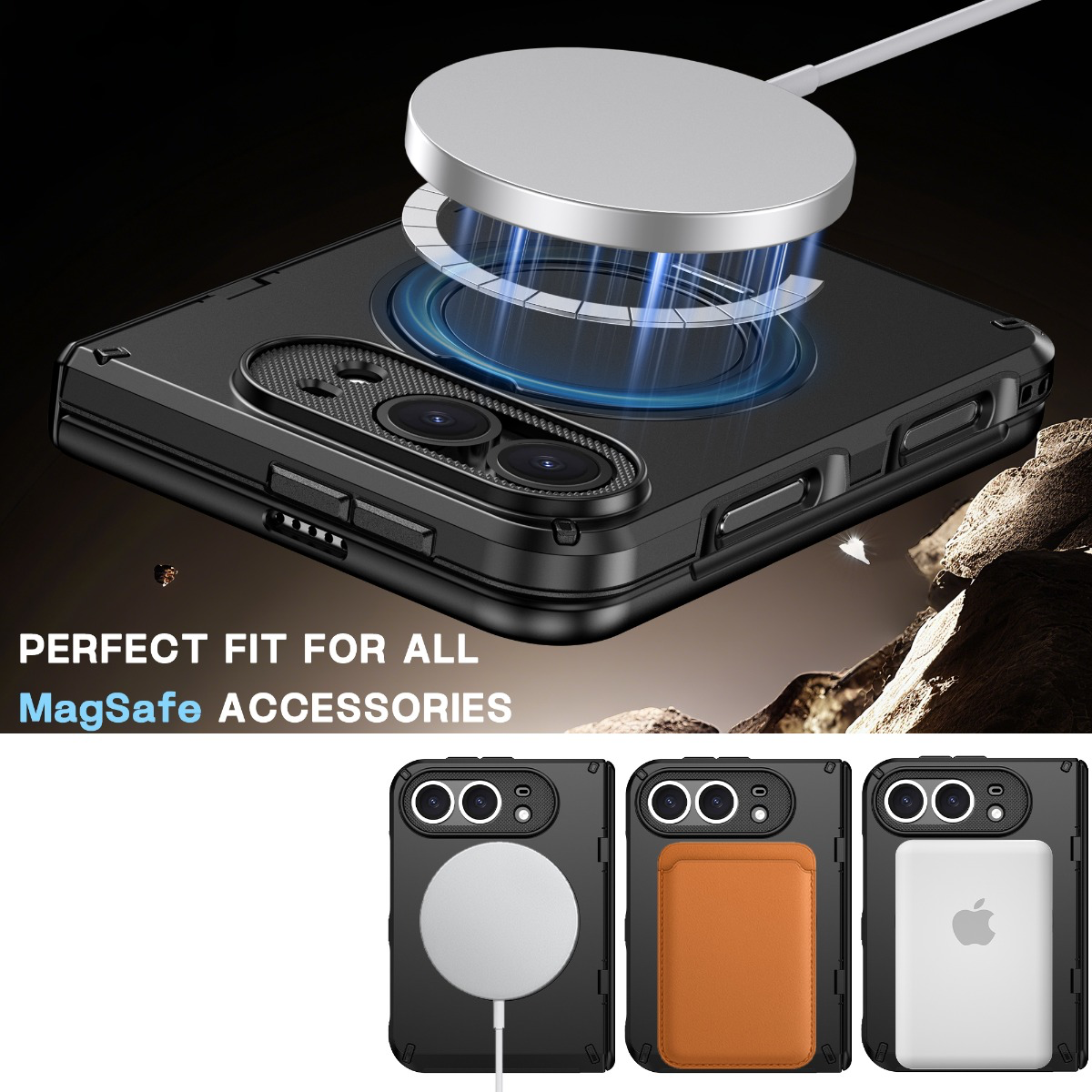iPhone Duo Armor Ring Stand Protective Foldable Phone Case