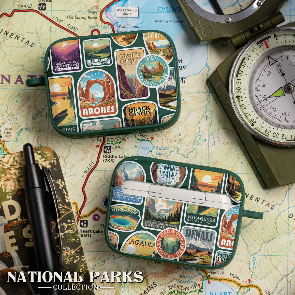 National Parks Stickers HDX Apple Airpods Pro 1 & 2 Case Cover