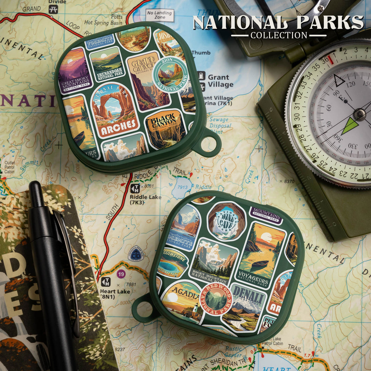 National Parks Stickers HDX Samsung Galaxy Buds Pro & Buds Live Case Cover