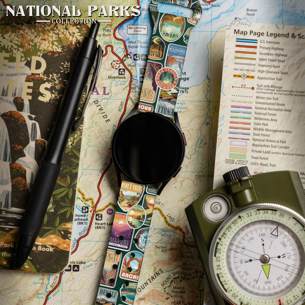 National Parks Stickers HD  Watchband for Samsung, Garmin, Fossil, and More