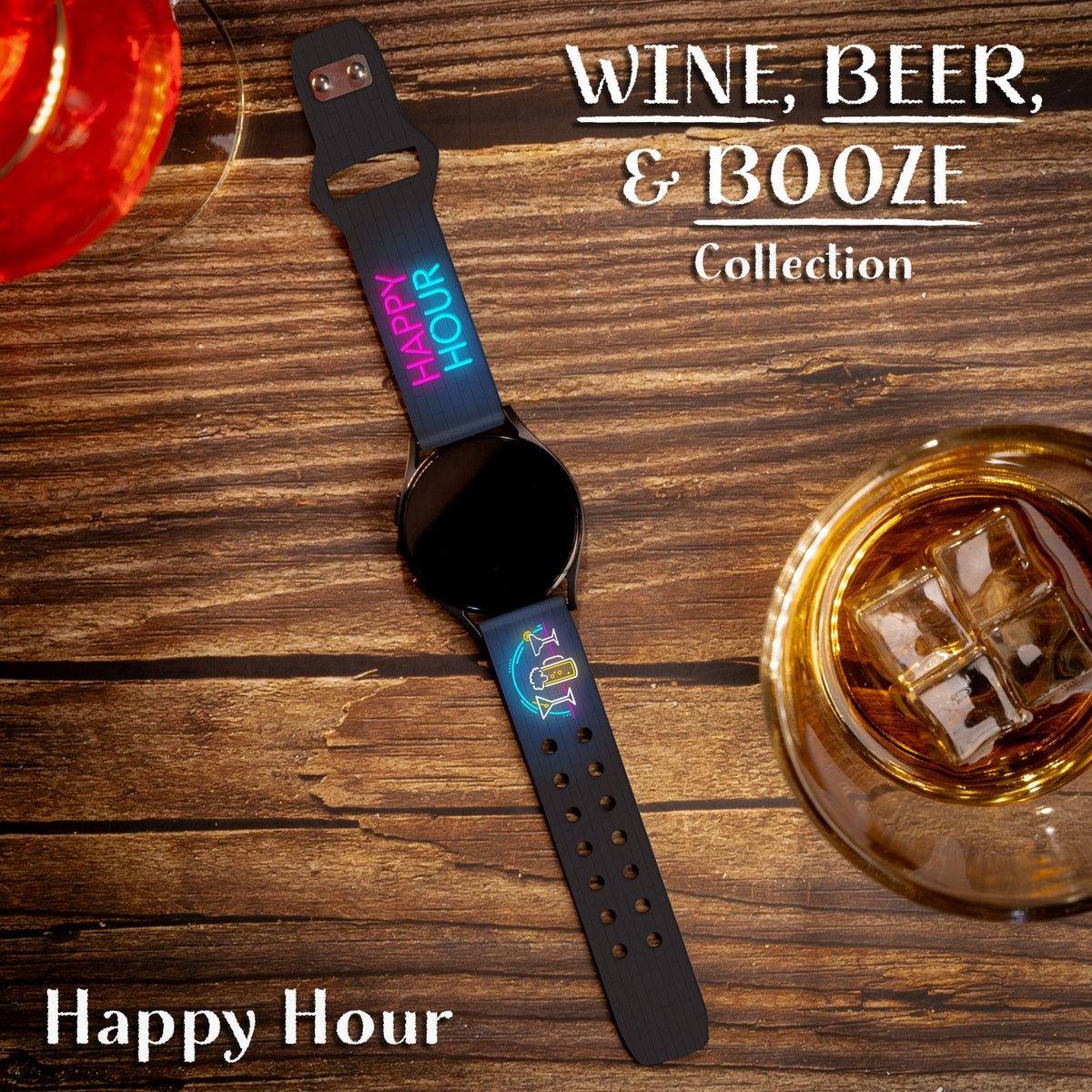 Wine, Beer, & Booze HD  Watchband for Samsung, Garmin, Fossil, and More