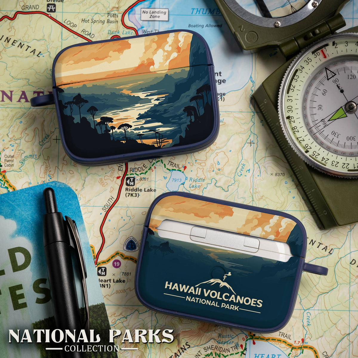 National Parks Hawaii Volcanoes HDX Apple Airpods Pro 1 & 2 Case Cover