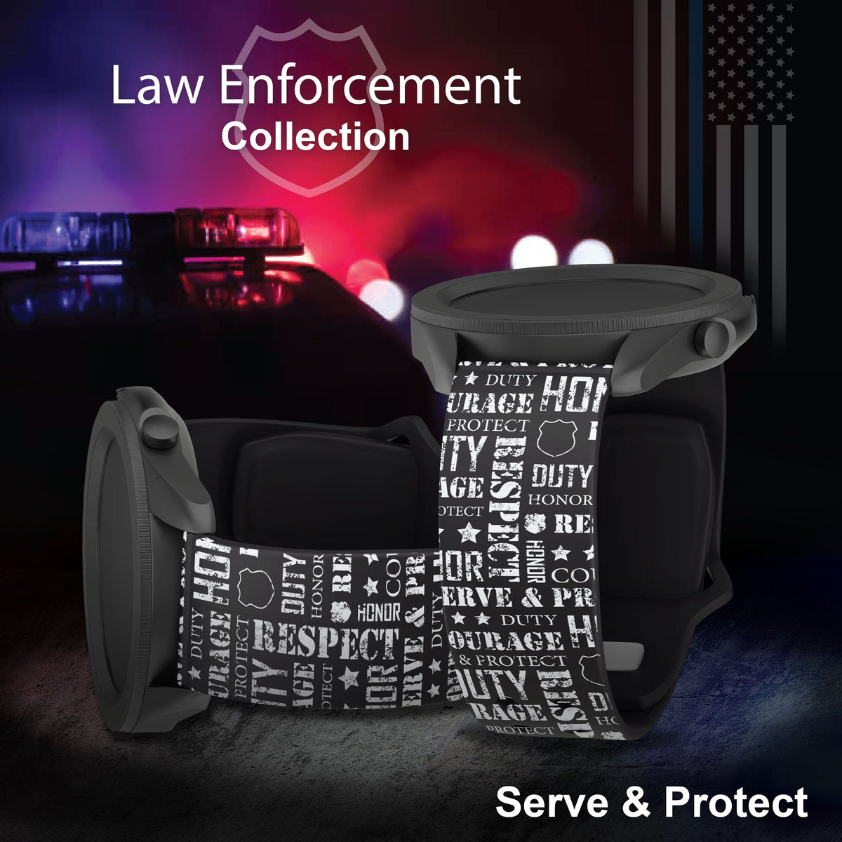 Law Enforcement HD Watchband for Samsung, Garmin, Fossil, and More for Samsung, Garmin, Fossil, and More