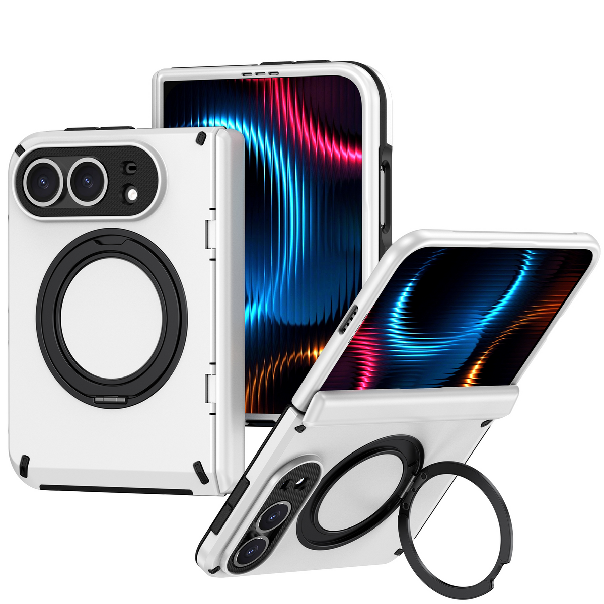 iPhone Duo Armor Ring Stand Protective Foldable Phone Case