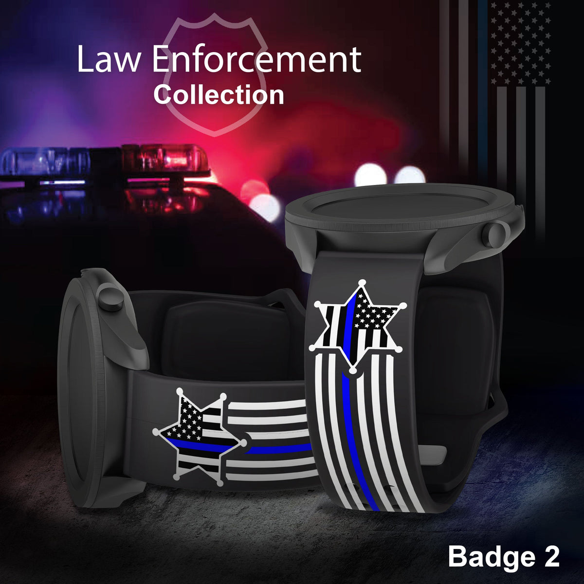 Law Enforcement HD Watchband for Samsung, Garmin, Fossil, and More for Samsung, Garmin, Fossil, and More
