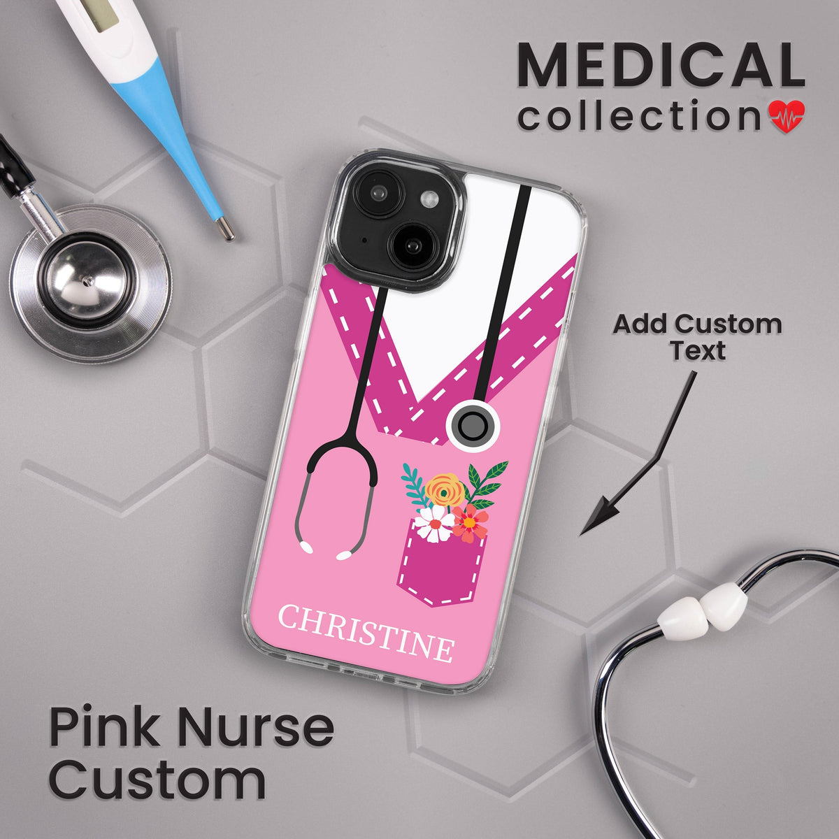 Nurse HD Custom Name Apple iPhone 15 Series Mag-Safe Phone Case