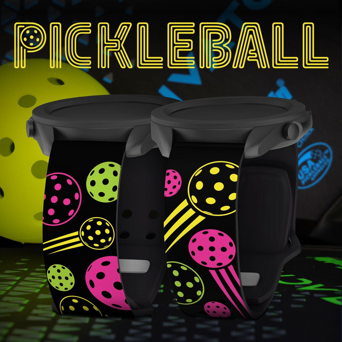 Pickleball HD  Watchband for Samsung, Garmin, Fossil, and More
