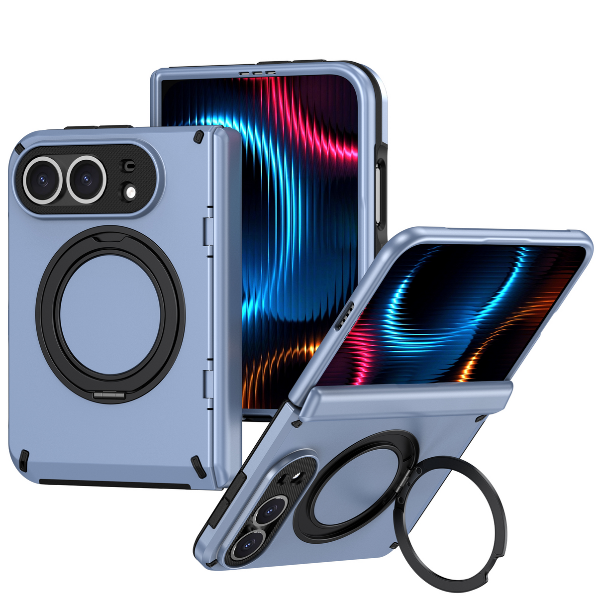 iPhone Duo Armor Ring Stand Protective Foldable Phone Case