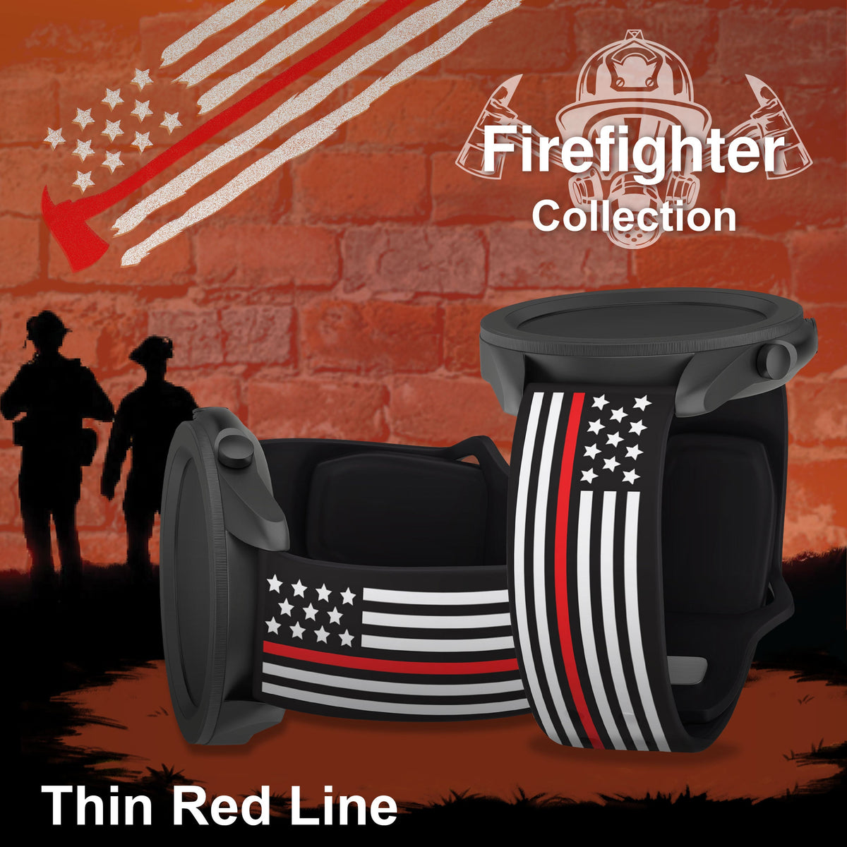 FireFighter First Responder HD  Watchband for Samsung, Garmin, Fossil, and More for Samsung, Garmin, Fossil, and More