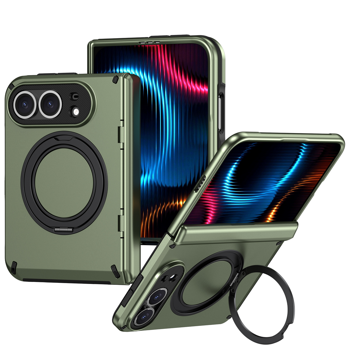 iPhone Duo Armor Ring Stand Protective Foldable Phone Case