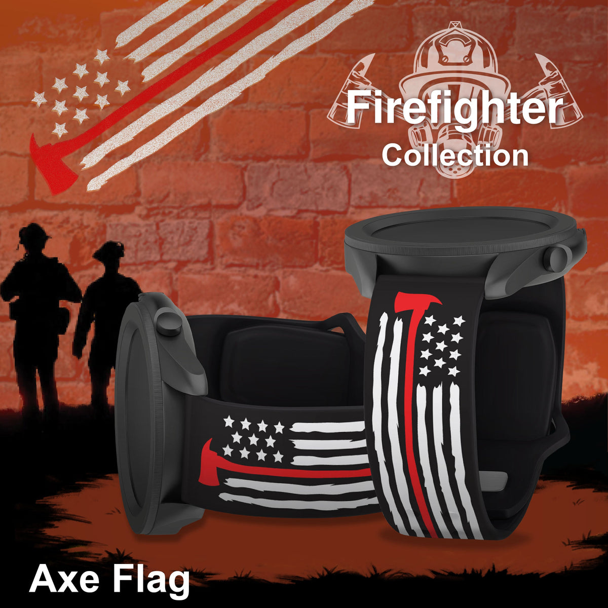 FireFighter First Responder HD  Watchband for Samsung, Garmin, Fossil, and More for Samsung, Garmin, Fossil, and More