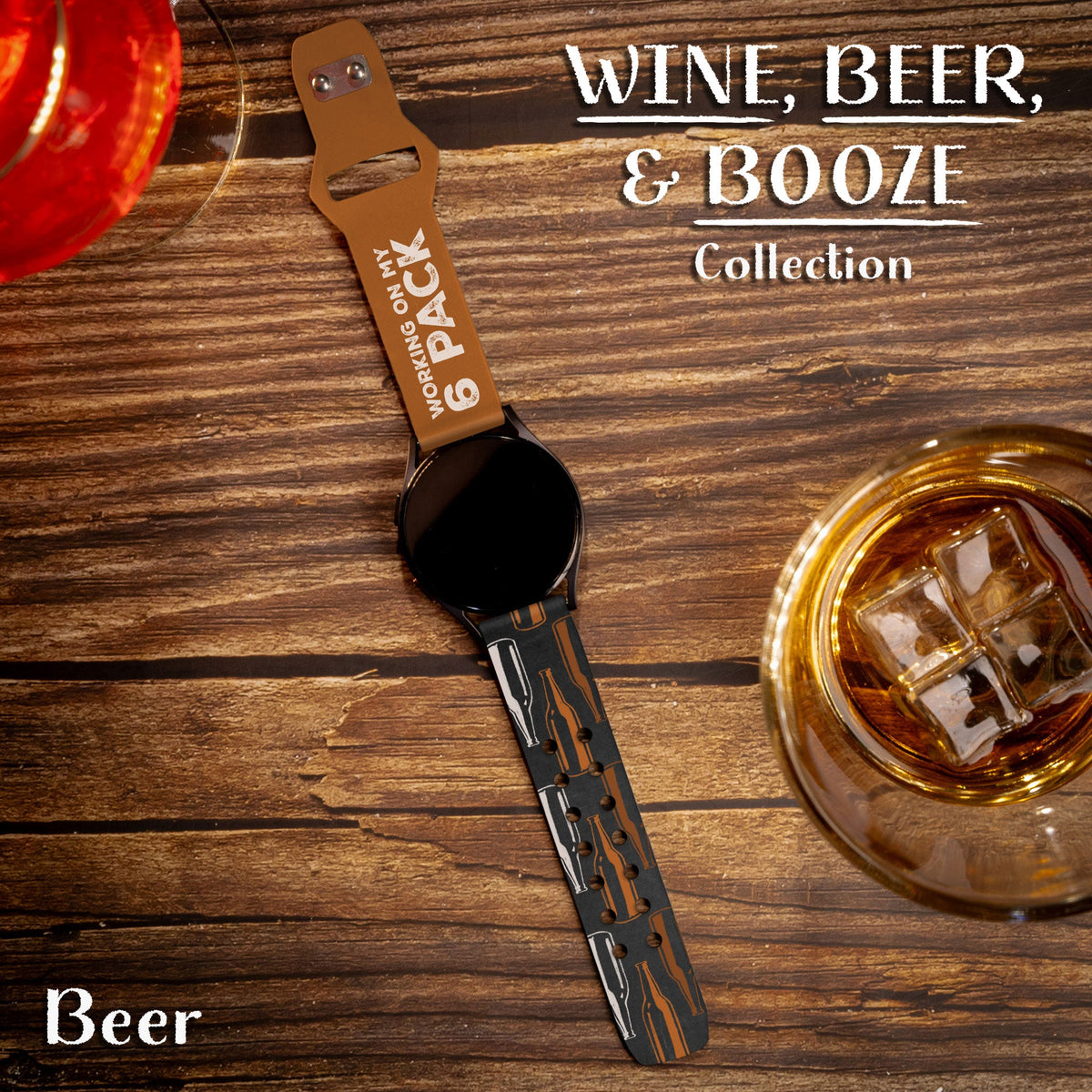 Wine, Beer, & Booze HD  Watchband for Samsung, Garmin, Fossil, and More