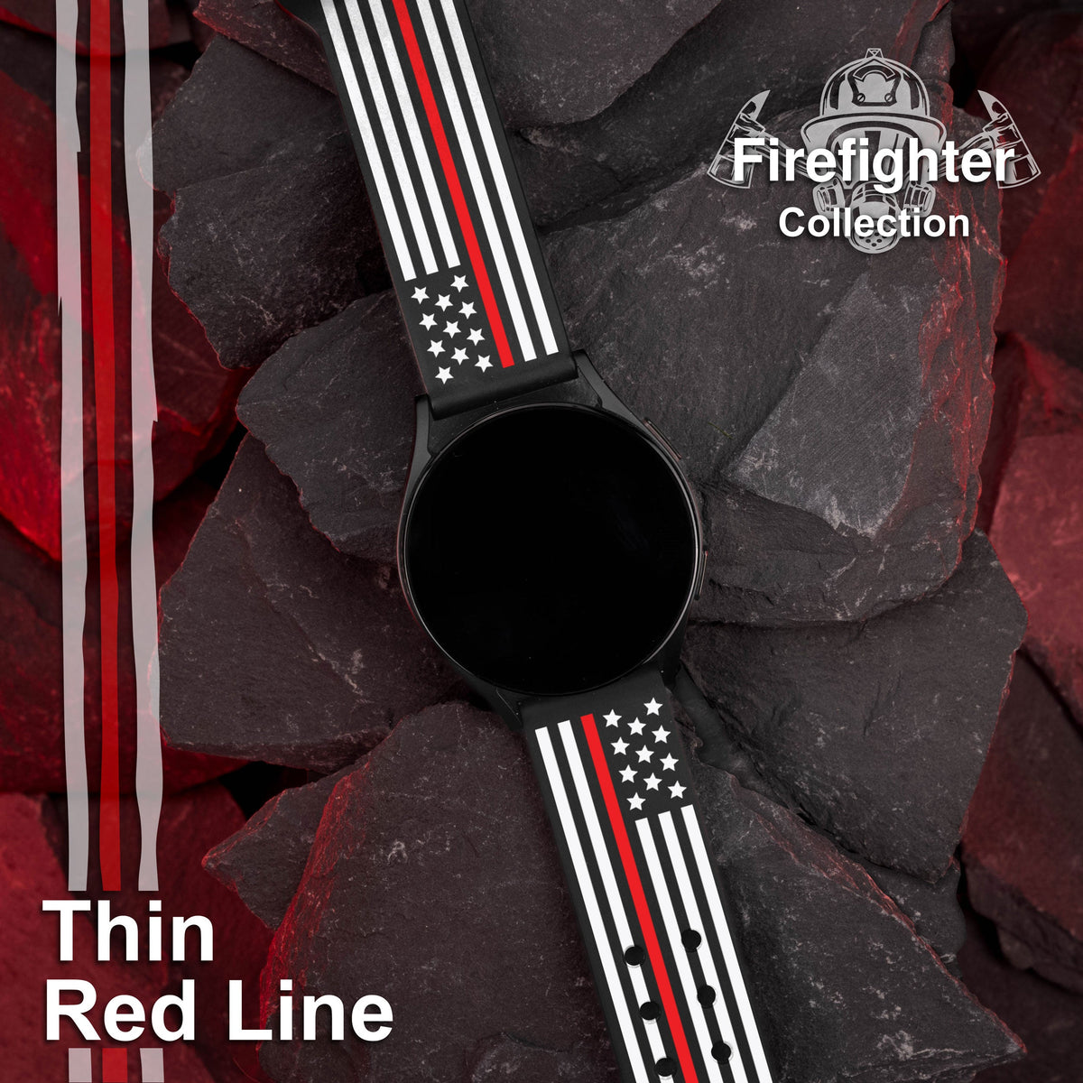 FireFighter First Responder HD  Watchband for Samsung, Garmin, Fossil, and More for Samsung, Garmin, Fossil, and More