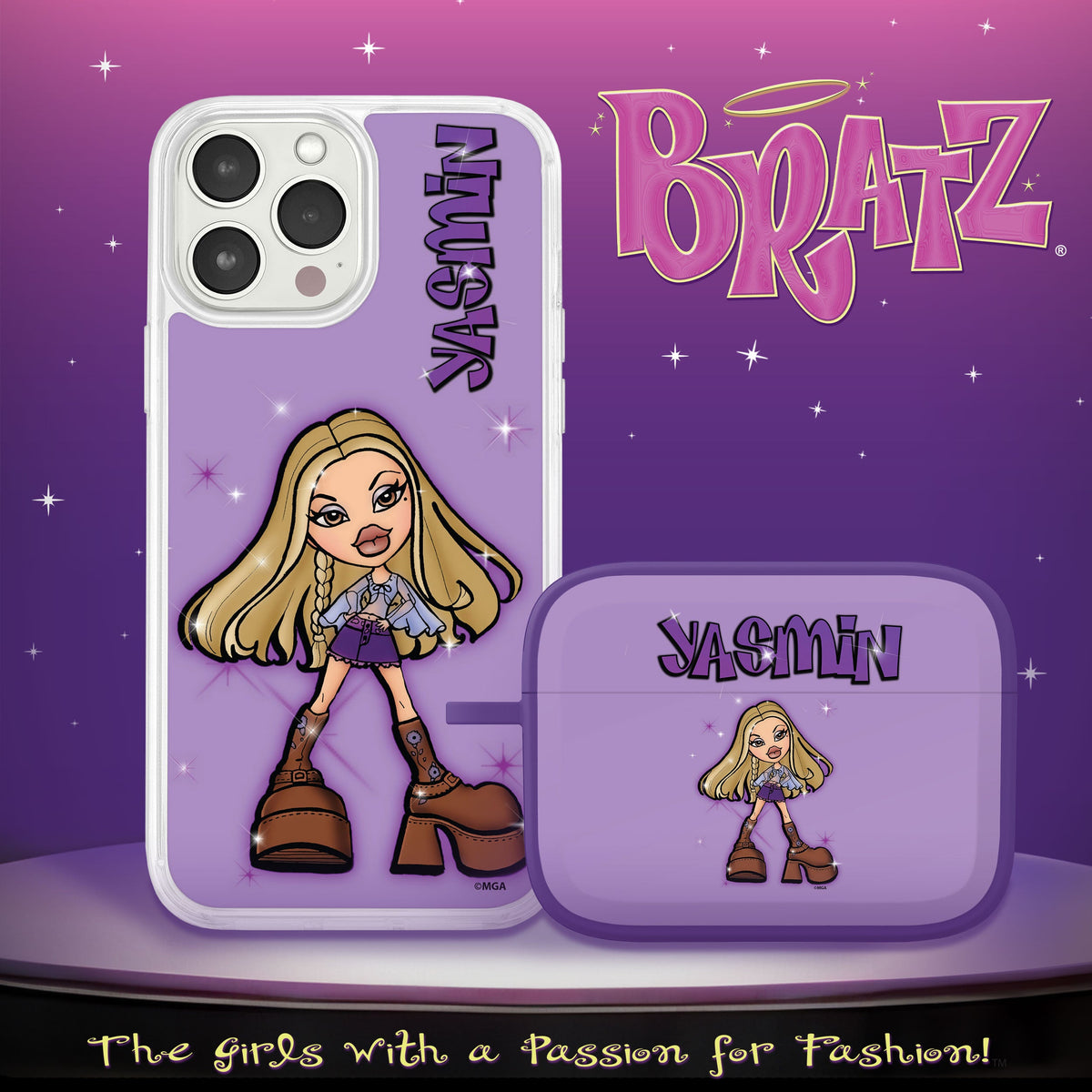 Bratz® Passion For Fashion HD Apple iPhone 13 Mag-Safe Phone Case and AirPods Pro 1 & 2 Combo Package