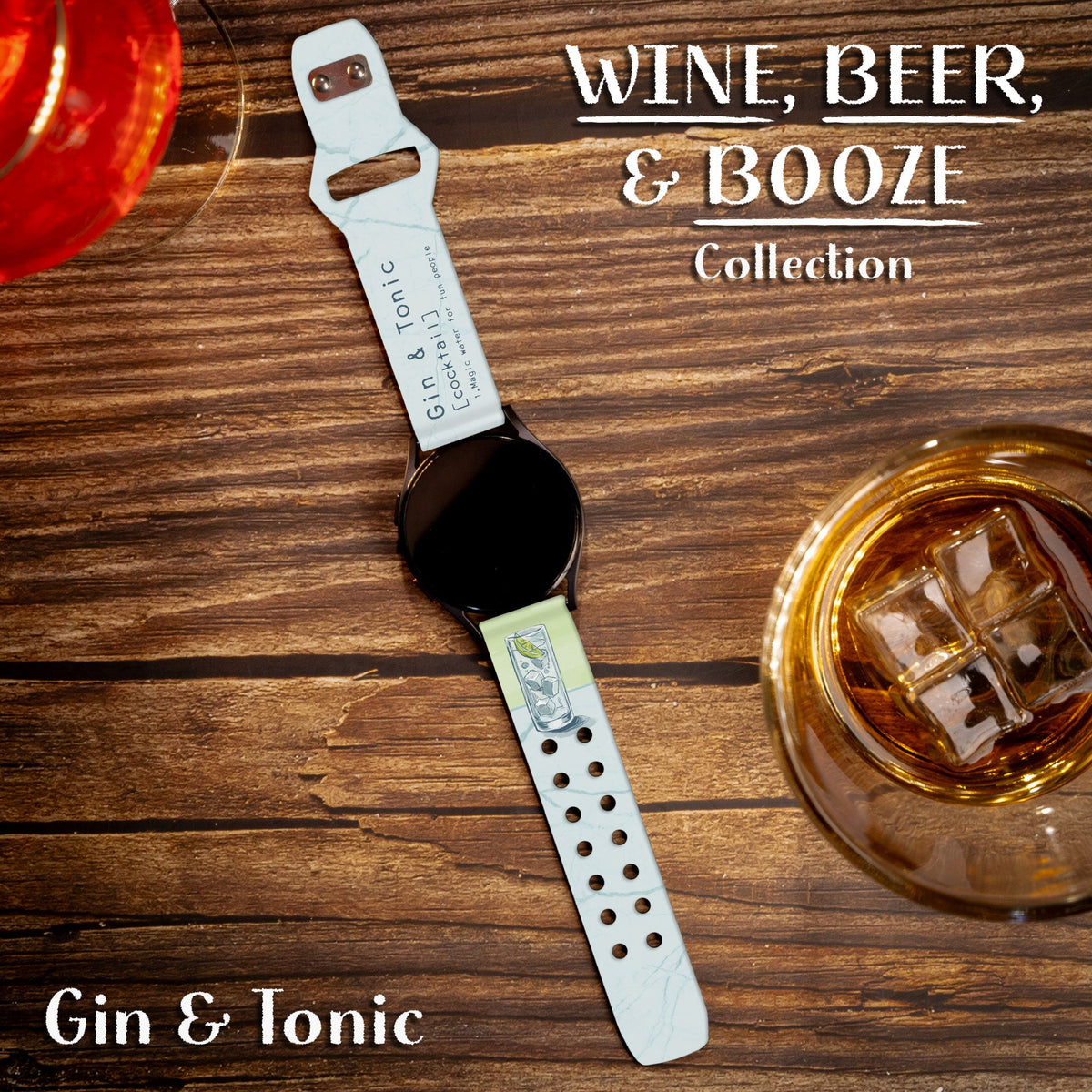 Wine, Beer, & Booze HD  Watchband for Samsung, Garmin, Fossil, and More