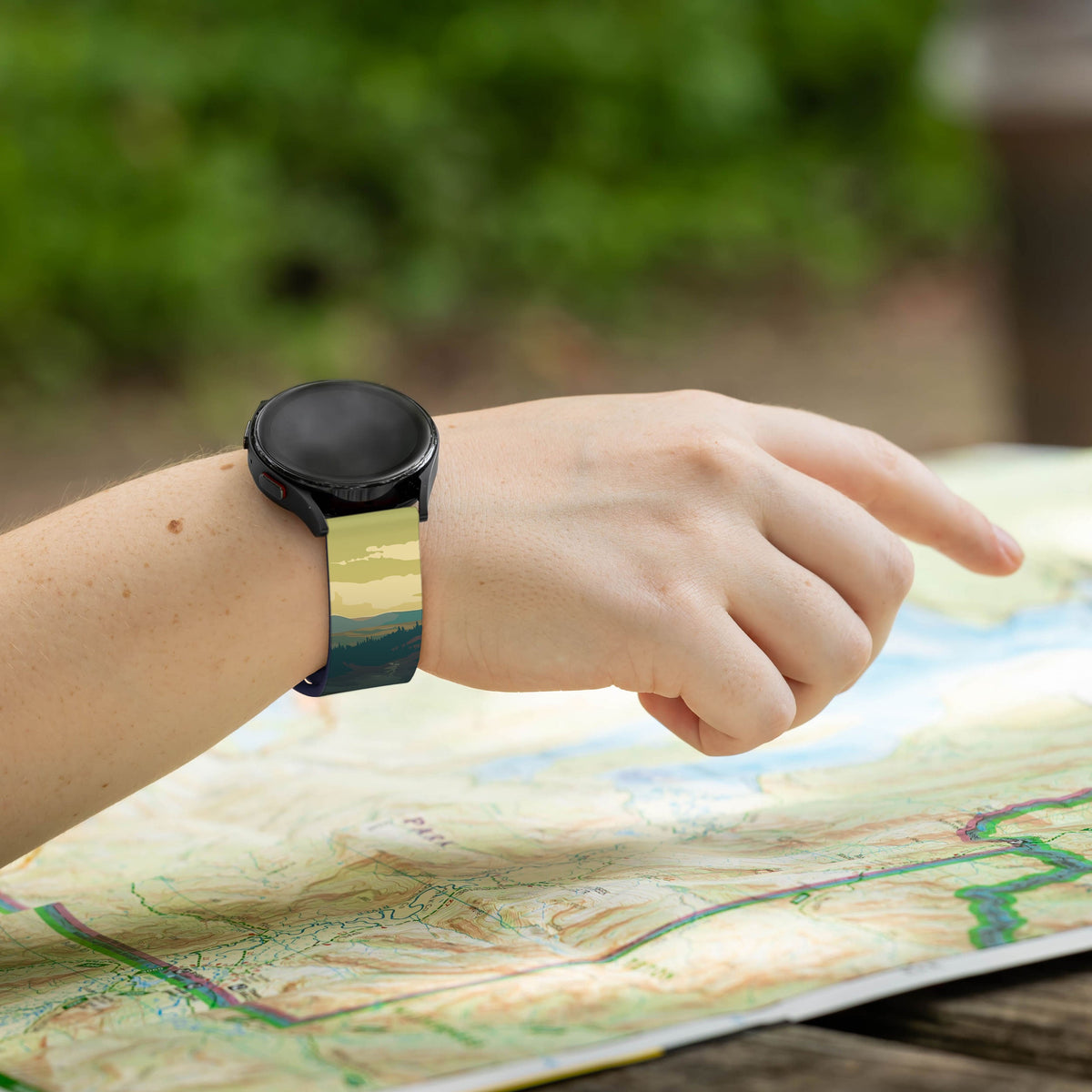 National Parks Yellowstone HD  Watchband for Samsung, Garmin, Fossil, and More