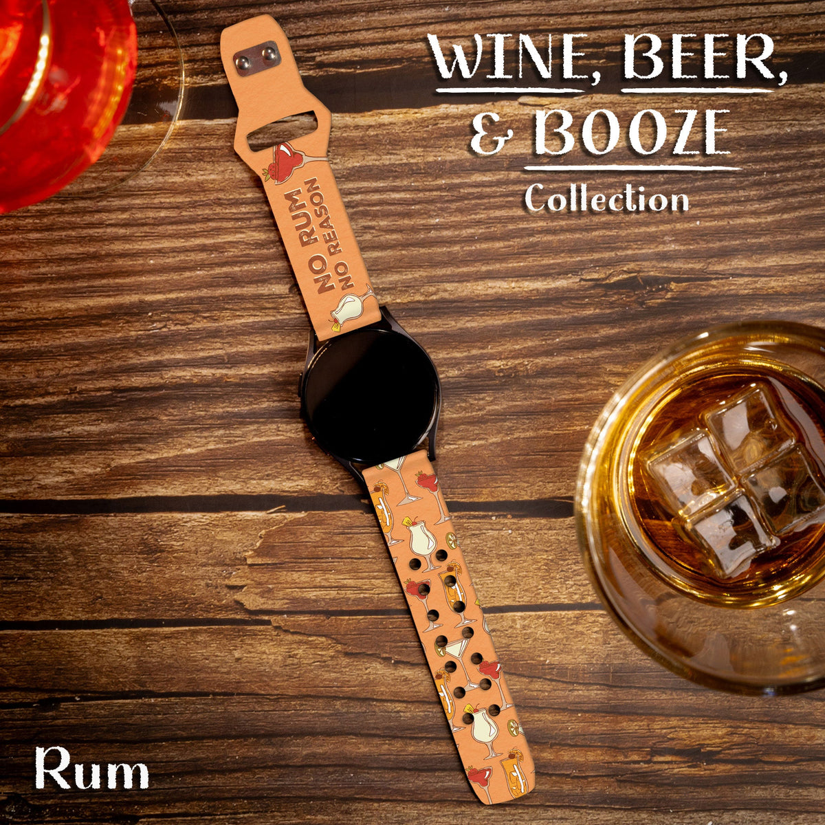 Wine, Beer, & Booze HD  Watchband for Samsung, Garmin, Fossil, and More