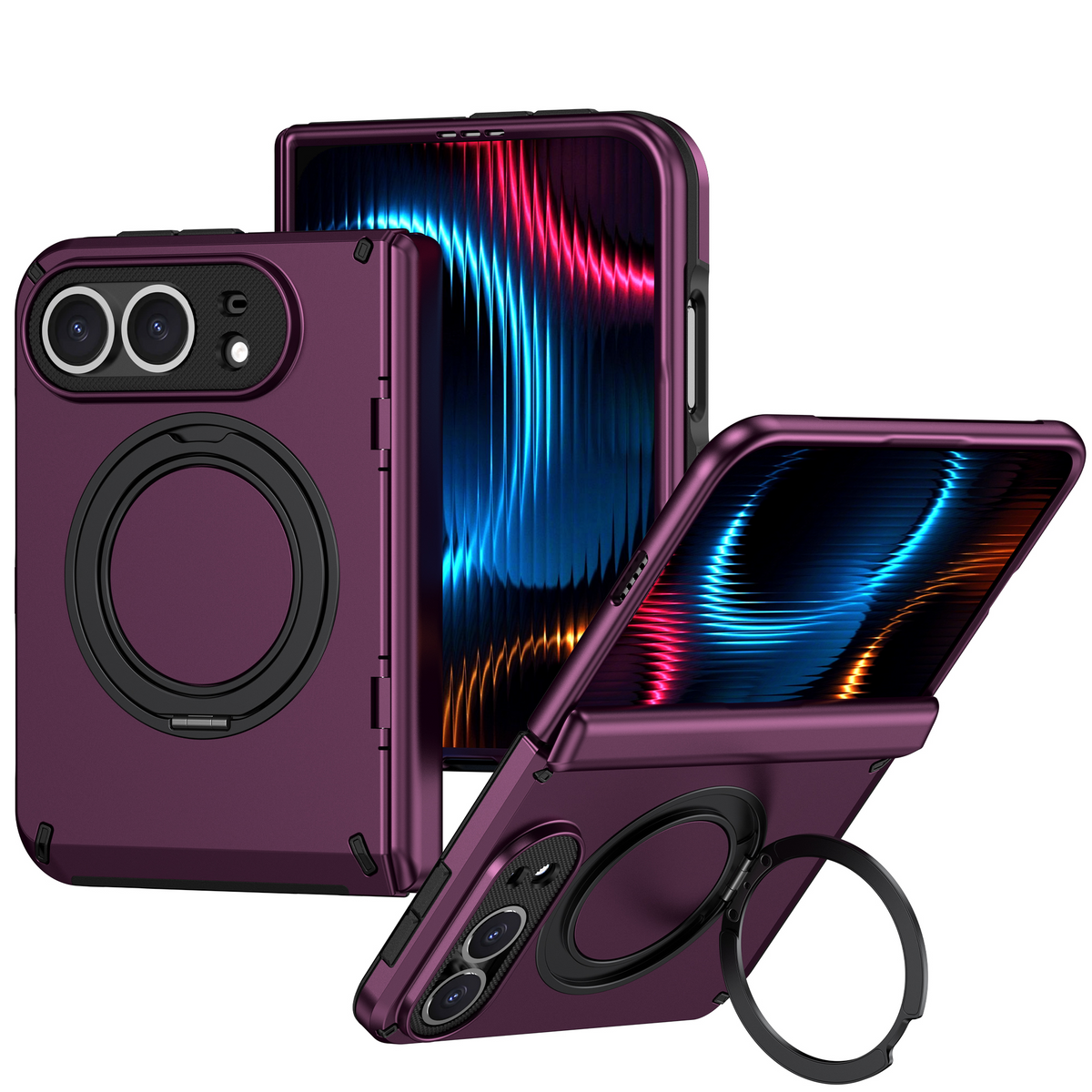 iPhone Duo Armor Ring Stand Protective Foldable Phone Case