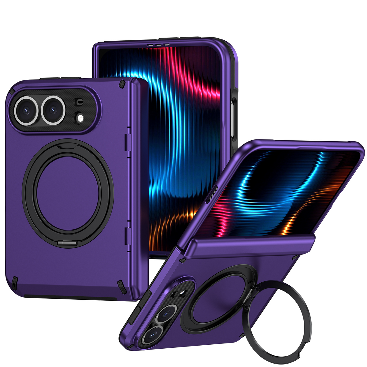 iPhone Duo Armor Ring Stand Protective Foldable Phone Case