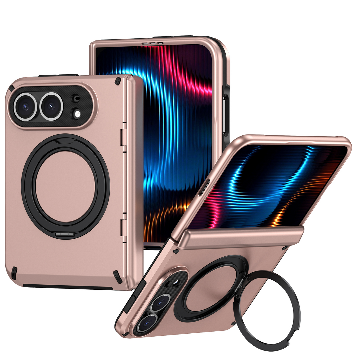 iPhone Duo Armor Ring Stand Protective Foldable Phone Case