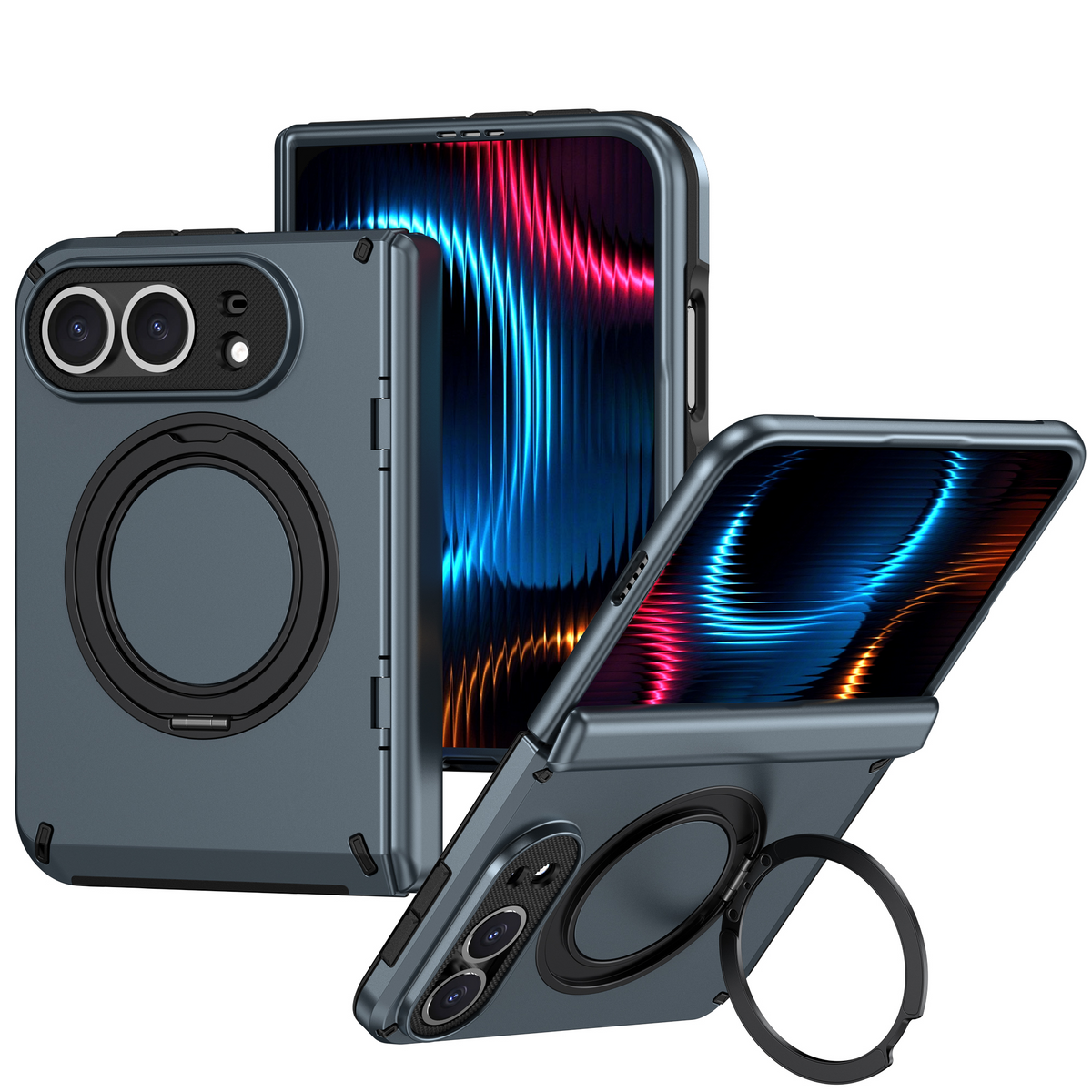 iPhone Duo Armor Ring Stand Protective Foldable Phone Case