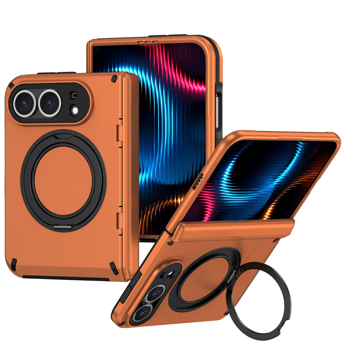 iPhone Duo Armor Ring Stand Protective Foldable Phone Case